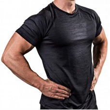 Factory Direct Supply Workout Mens T-shirt Fitness Men Sports Compression Shirt Basic Style-Black