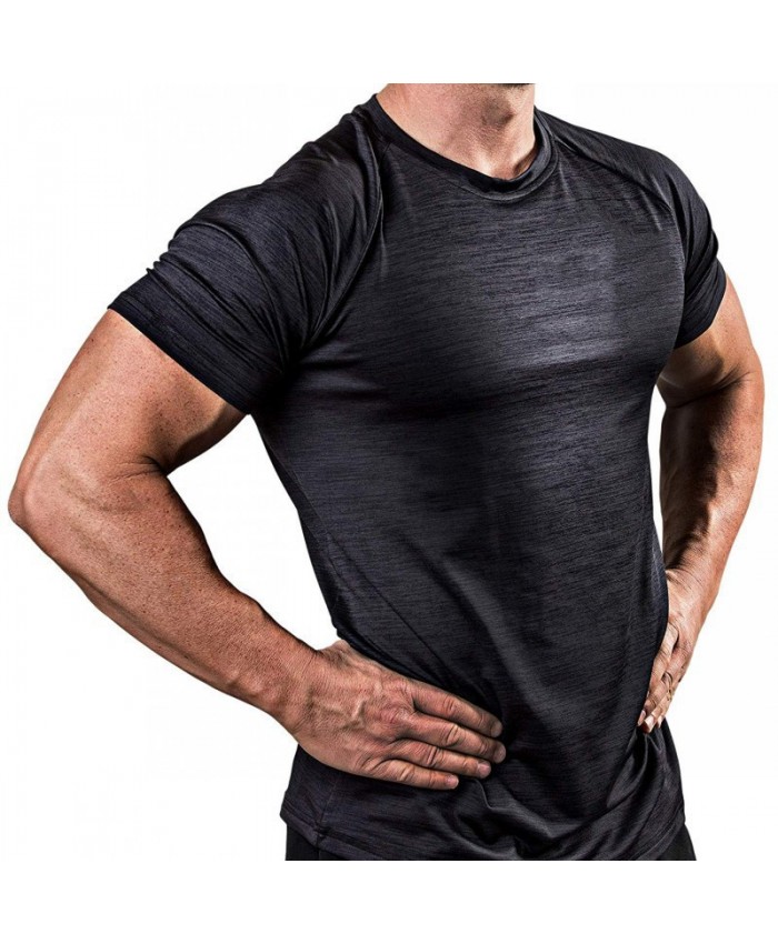 Factory Direct Supply Workout Mens T-shirt Fitness Men Sports Compression Shirt Basic Style-Black