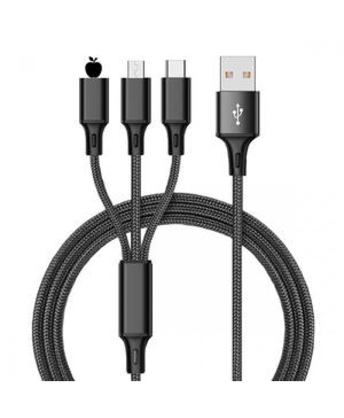 Spot a drag three data lines  nylon woven three-in-one fast-charge mobile phone data line three charging line