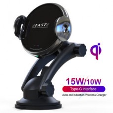 15W fast wireless charger Qi intelligent induction automatic clip wireless charging car mobile phone holder