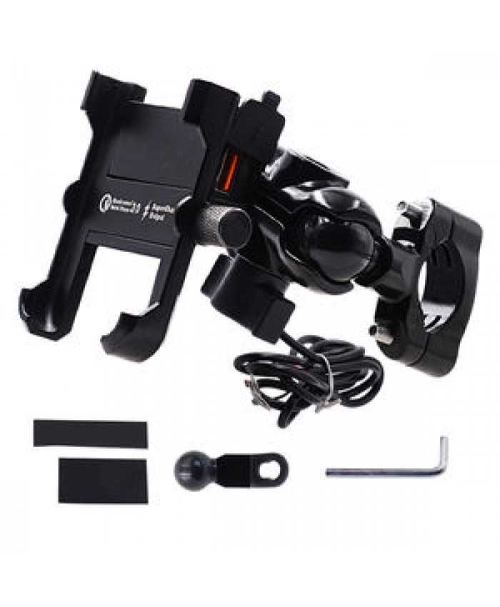 Motorcycle aluminum alloy charging mobile phone holder QC3.0 intelligent fast charging universal rotatable waterproof navigation
