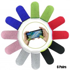 6 Pairs Finger Sleeves for Gaming Mobile Game Controllers Thumb Sleeves Set, Anti-Sweat Breathable Touchscreen Finger Covers for Phone Games PUBG